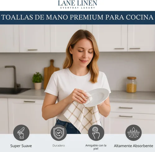 Miniatura 2 de LANE LINEN Juego de 6 paños de cocina de algodón para secar platos, 18 x 28 pulgadas, absorbentes, de secado rápido, color beige 07: Amarillo