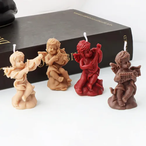 Miniatura 5 de 5 moldes de silicona para velas de estatua de ángel pequeño, moldes en forma de ángel de ala para velas de aromaterapia, molde de ángel alado 3D