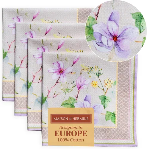 Miniatura 160 de Maison d' Hermine Happy Florals - Juego de 4 servilletas 100% algodón suave y cómodo perfectas para cenas familiares, bodas, fiestas de cóctel, 063