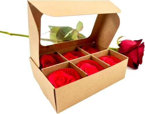 Miniatura 5 de 20 cajas de regalo de papel kraft con ventana y divisores, 6 compartimentos extra pequeños, 5 x 3.5 x 1.57 pulgadas, cajas de dulces vacías