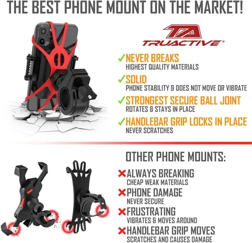 Miniatura 2 de TruActive Soporte Premium para Teléfono de Bicicleta Soporte Universal para Teléfono Celular para Teléfonos de 4"-7" Incluye 6 Bandas