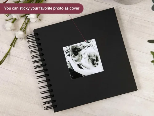 Miniatura 2 de potricher - Álbum de manualidades para fotos, de 8 x 8 pulgadas, 80 páginas, papel de estraza grueso en blanco, libro de recuerdos para boda y Negro