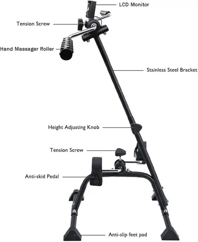 Miniatura 3 de Pedal ejercitador de bicicleta para manos, brazos, piernas y rodillas, equipo de fitness ajustable para personas mayores, bicicleta de pedal