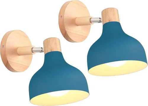 Miniatura 26 de Lámpara de pared E27 retro regulable escandinava para dormitorio, sala de estar, pasillo, cocina, iluminación interior (Amarillo, 2 piezas)