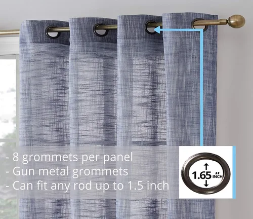 Miniatura 3 de HLC.ME Cortinas de lino sintético con textura semitransparentes que mantienen la privacidad y filtran la luz solar, con ojales, cortinas cortas