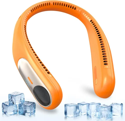 Miniatura 8 de Ventilador de cuello portátil, ventilador personal sin aspas, pantalla LED, 4 velocidades, recargable por USB de 6000 mAh, viento de enfriamiento
