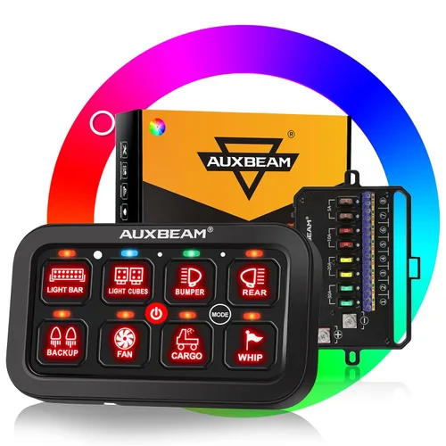 Miniatura 10 de Auxbeam Panel de interruptor de 6 bandas BC60, caja de sistema de relé de control de circuito universal con interruptor LED de encendido y apagado