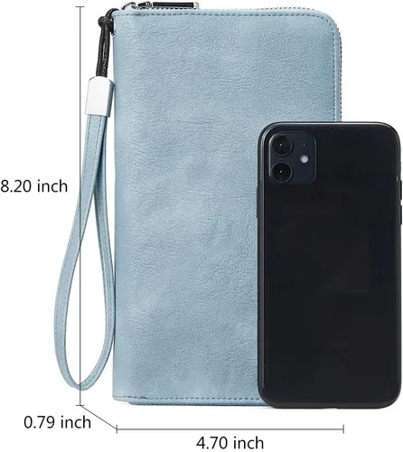 Miniatura 3 de BOSTANTEN - Carteras de cuero para mujer, bloqueo de identificación por radio frecuencia (RFID), cierre de cremallera alrededor, tarjetero, cartera