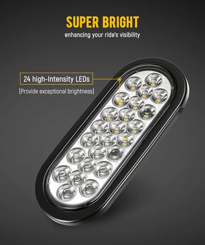 Miniatura 2 de Partsam 2 luces estroboscópicas ovaladas ámbar/verde de 6.5 pulgadas, 24 LED empotradas con patrones de flash cuádruple para remolque, luces