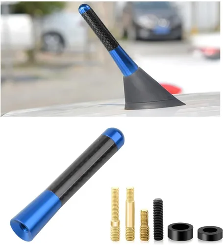 Miniatura 15 de KVAEY Antena corta para automóvil, antena aérea de aluminio rechoncha de 1.37 pulgadas con 4 tornillos y 2 juntas de goma, repuesto de antena de Azul