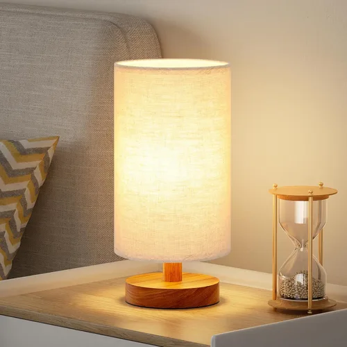 Miniatura 15 de Fenmzee Lámpara de mesa pequeña para dormitorio, control en línea, lámpara de noche con bombilla LED A15 de 3000 K, fácil montaje