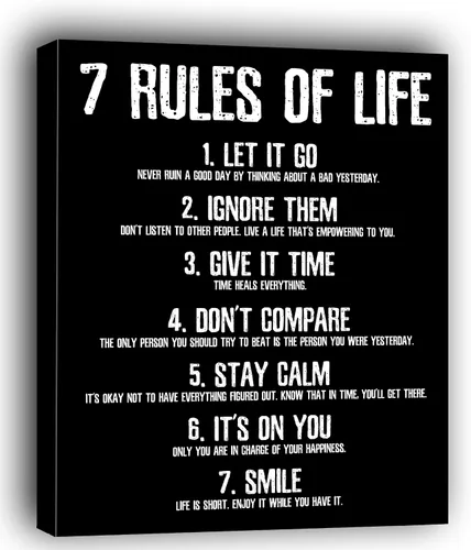 Miniatura 13 de HoneyKICK Póster de pared motivacional 7 Reglas de la Vida, 7 reglas de la vida, 11 pulgadas de ancho x 14 pulgadas de alto, decoración de pared