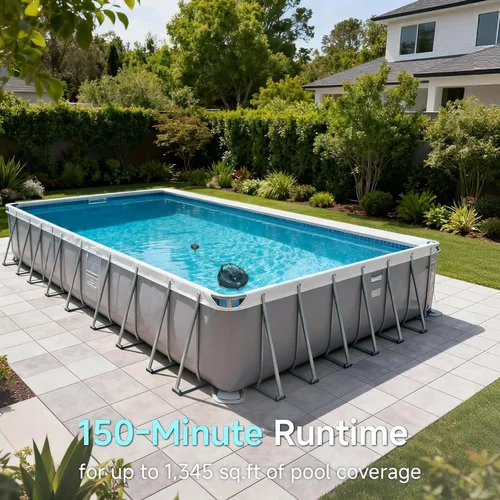 Miniatura 8 de Pooloob Aspirador robótico para piscina con filtración de triple capa y boya flotante, para mantenimiento diario regular, limpieza de piso plano