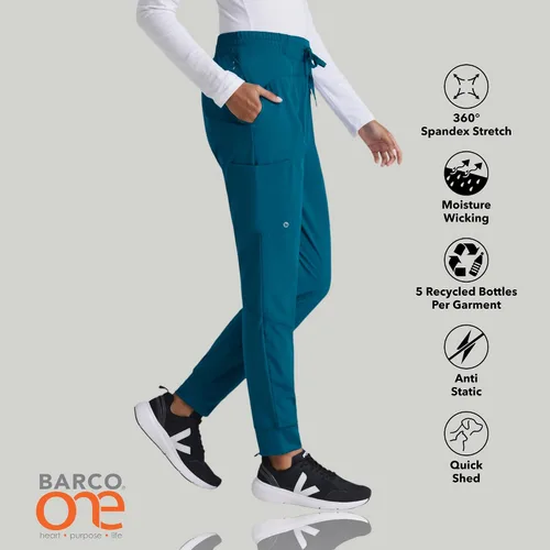 Miniatura 3 de Barco One Pantalón deportivo, pantalón quirúrgico de altura media, con tejido elástico de 4 vías y 3 bolsillos, para mujer
