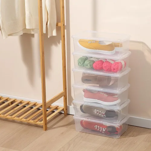 Miniatura 4 de novelinks Caja de almacenamiento transparente de 6 cuartos de galón, apilable, de plástico, con tapas, caja de plástico para clasificar, paquete