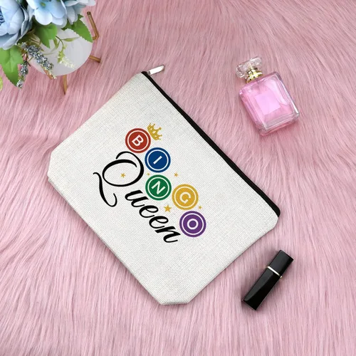 Miniatura 3 de Sfodiary Regalos de juego de bingo para adolescentes, bolsa de maquillaje para amantes del bingo y reina para jugadores, amantes del casino, bolsa