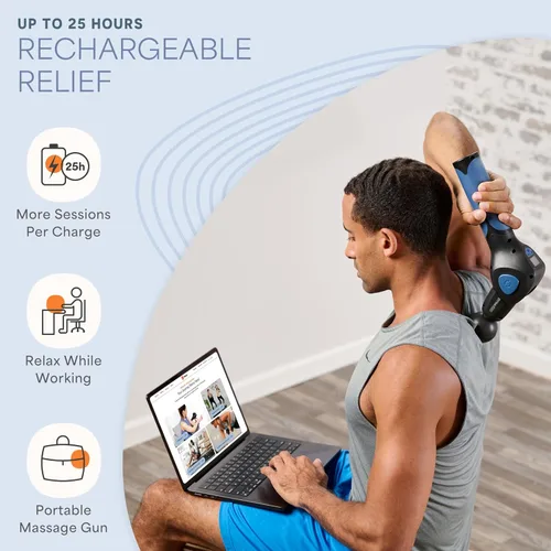 Miniatura 5 de LifePro Dynaflex - Pistola de masaje de percusión elegible – Masajeador manual de tejido profundo para atletas – Herramienta de recuperación Azul