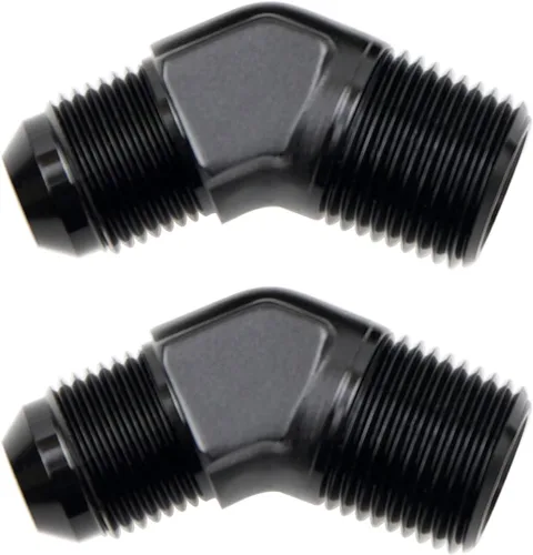 Miniatura 53 de Adaptador de tubo de manguera de combustible de aluminio recto 16AN acampanado a 3/4" NPT macho Unión de rosca negro