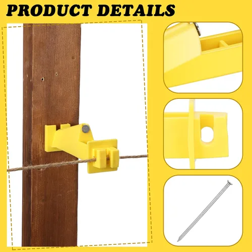 Miniatura 3 de Tandefio 25 aisladores eléctricos de valla de 5 pulgadas para postes de madera, alambre de esgrima de animales de alta resistencia, valla plana