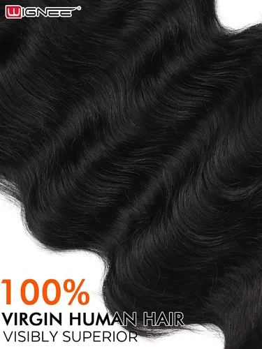 Miniatura 5 de WIGNEE Pelucas onduladas naturales con flequillo, 100% cabello humano brasileño, pelucas onduladas de moda, color negro natural