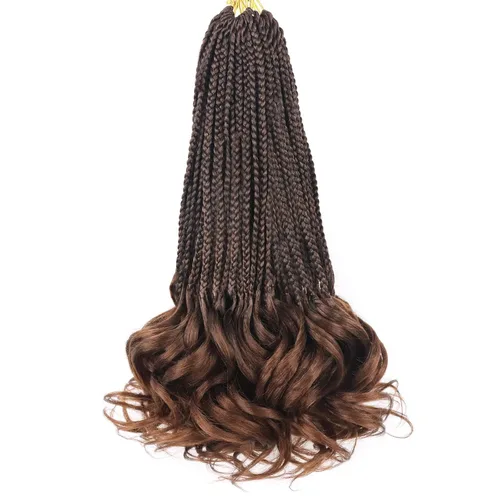 Miniatura 27 de Trenzas de ganchillo rizado francés T33, cabello pre-anillado 10 pulgadas, trenzas cortas rizadas francesas con extremos rizados, trenzas box