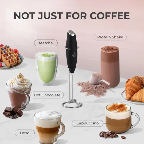 Miniatura 458 de Zulay Milk Boss Espumador de leche potente manual, hace espuma para latte, batidor para mezclar bebidas, café, miniespumador para capuchino, frappé