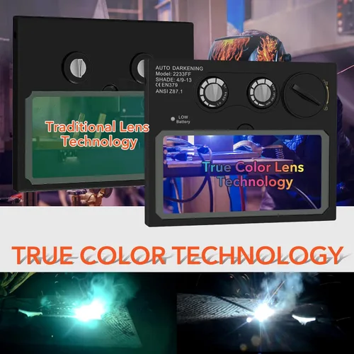 Miniatura 2 de TRQWH Casco de soldadura con luz de color verdadero y oscurecimiento automático para hombres, capucha de soldadura con energía solar con 2 sensores