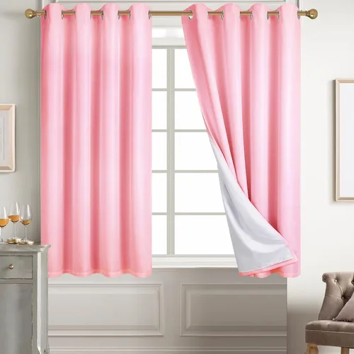 Miniatura 128 de Diraysid Cortinas 100% opacas de lino beige para dormitorio, con ojales, aislamiento térmico, cortinas de oscurecimiento de habitación