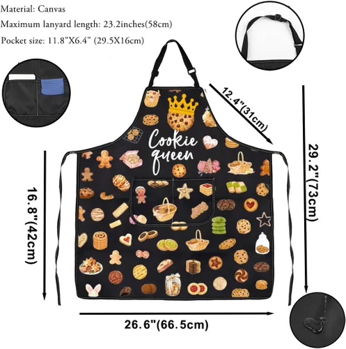Miniatura 2 de VAMSII Delantal de galleta Queen con bolsillos, delantal ajustable para amantes de la repostería, chef de pastelería, regalo de cocina