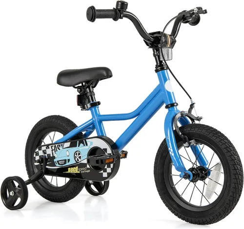 Miniatura 13 de BABY JOY Bicicleta para niños, 12, 14, 16, 18 pulgadas, bicicleta deportiva con ruedas de entrenamiento extraíbles, frenos de mano y posavasos