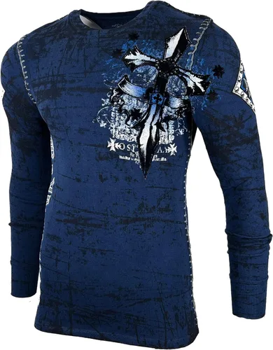 Miniatura 5 de Archaic Affliction - Camisa térmica para hombre, color azul marino lealtad, Azul