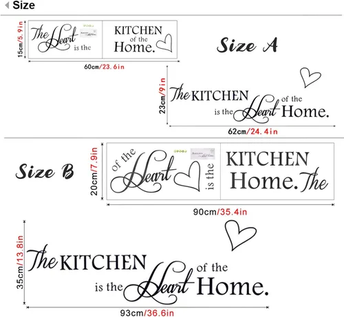 Miniatura 4 de Adhesivos de pared con cita "The Kitchen" para cocina y comedor, vinilo para decoración del hogar (tamaño B)