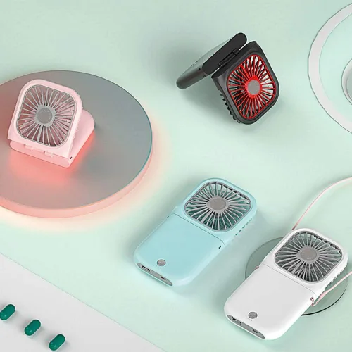 Miniatura 6 de Ventilador portátil para el cuello mini, silencioso, de mano, personal, plegable, recargable por USB, operado para el hogar, oficina, exteriores