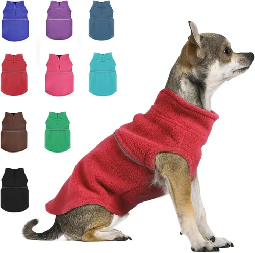 Miniatura 8 de Suéteres para perros pequeños hembra, chaleco de forro polar para perro con agujero para correa, suéter pullover cálido, chaqueta para cachorro