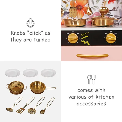 Miniatura 3 de TOUCH US Juego de Cocina de Madera para Niños con Luz, Juego de Cocina de Juguete de Pretensión para Niños, Fregadero Juguete Horno con Microondas