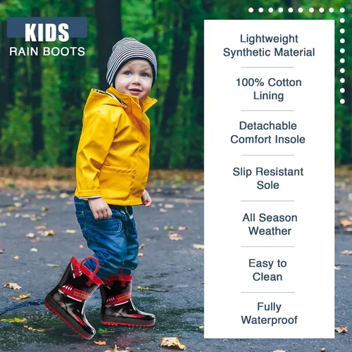 Miniatura 2 de NORTY - Botas de lluvia, de goma, impermeables, para niños botas de lluvia unicolor y estampadas, para niños