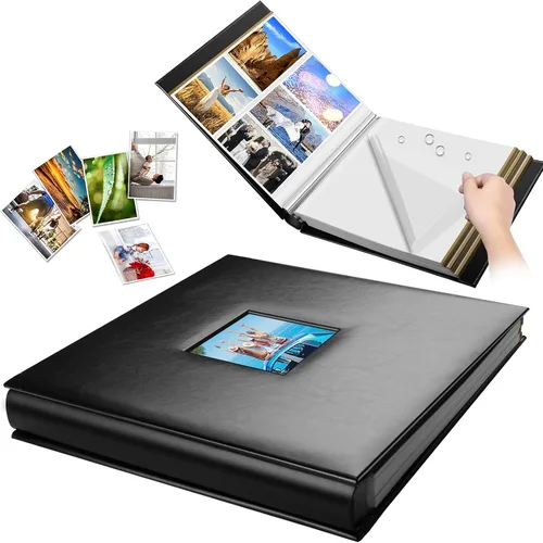 Álbum de fotos autoadhesivo, 80 páginas adhesivas, cubierta de cuero, libro de recortes, libro de fotos para regalos de Navidad, boda, álbumes de
