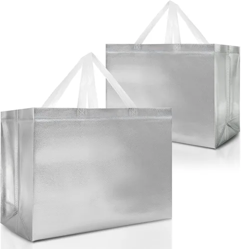 Miniatura 23 de Nush Nush Bolsas de regalo negras y doradas de tamaño mediano, juego de 12 bolsas de regalo reutilizables con asa