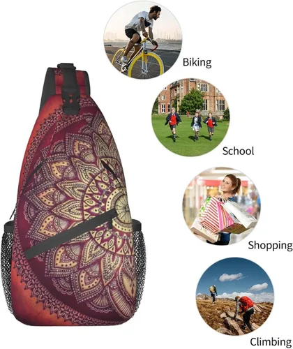 Miniatura 7 de Mandala Sling Bag Crossbody Pecho Daypack Mochila Casual Mochila Bolso de Hombro Flor Para Viajes Senderismo
