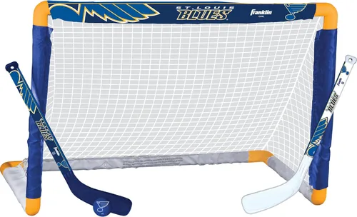 Miniatura 4 de Franklin Sports NHL - Juego de mini hockey para niños, portería de hockey sobre rodilla, pelota + 2 palos, juego de juguetes para interiores