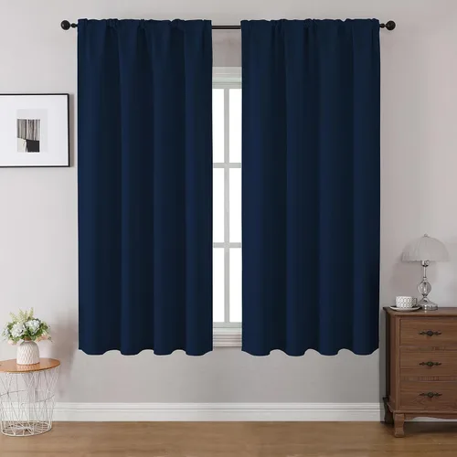 Miniatura 41 de CUCRAF Cortinas opacas de 45 pulgadas de largo, juego de 2 paneles para dormitorio, bolsillo para cortinero, cortinas de oscurecimiento
