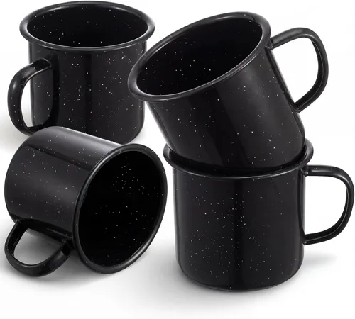 Miniatura 9 de Mimorou 2 tazas esmaltadas de 16 onzas para acampar al aire libre, tazas de café para bebidas frías y calientes, duraderas para el hogar, viajes