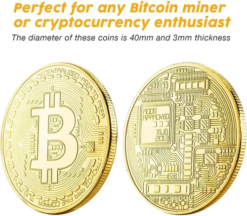 Miniatura 2 de 1 moneda conmemorativa Bitcoin chapada en oro de 24 quilates, criptomoneda BTC de 0.118 in coleccionable con funda protectora, criptomoneda