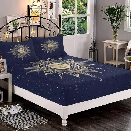 Miniatura 12 de Juego de sábanas bajeras decorativas de tamaño King, sábana bajera de Narval con bolsillos profundos y 2 fundas de almohada, juego de ropa de cama