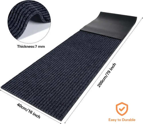 Miniatura 3 de Nuanchu 4 rollos grandes semiacabados para exteriores de 16 x 79 pulgadas, tapete para puerta angosta, antideslizante, impermeable, para baño
