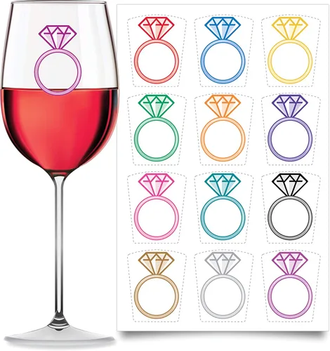 Miniatura 7 de Wine Wear Marcadores de bebidas, 12 unidades, calcomanías adhesivas reutilizables para revelación de género para baby shower (bebé niño)