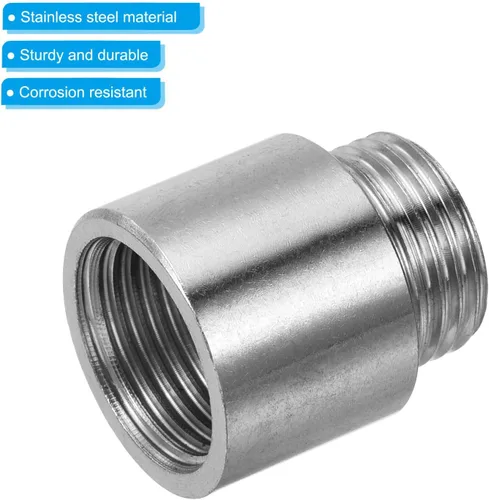 Miniatura 4 de PATIKIL Brazo de extensión de cabezal de ducha, paquete de 2 unidades de acero inoxidable G1/2 macho a hembra, rosca de 0.787 in de longitud