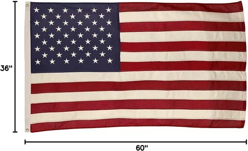 Miniatura 2 de Valley Forge, Bandera estadounidense, algodón, 3 x 5 pies, 100% fabricada en Estados Unidos, rayas cosidas, estrellas bordadas, ojales de latón