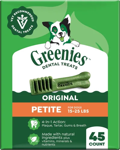 Miniatura 16 de Greenies Golosinas dentales naturales para perros adultos recomendadas por veterinarios, tamaño pequeño, sabor original, paquete de 3 onzas, 5