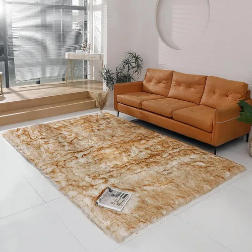Miniatura 39 de linmopm Alfombra de piel sintética de pelo lanudo esponjoso negro de 2x6 pies para dormitorio, cabecera de la cama, suelo, sala de estar, cojín